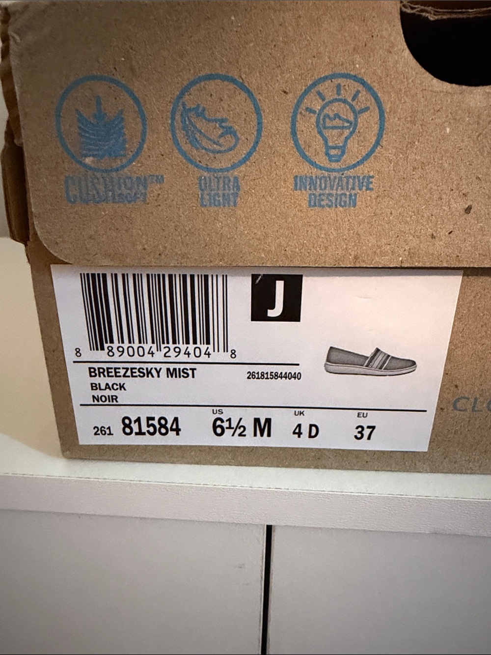 Clarks Black Slip-On Canvas Loafers with Cream Stripes image 2